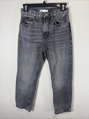 Zara  Washed Gray  Straight Jeans